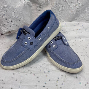 Sperry Mens Outer Banks 2-Eye Boat Shoe Washed Blue Size 10